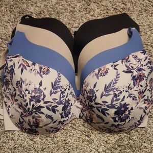 Maidenform Blue and Black Floral Bra Set